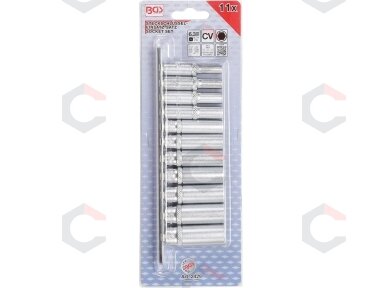 Galvučių rinkinys, šešiakampės, ilgos | 6.3 mm (1/4") | Coliniai dydžiai | 11 vnt. (2429) Galvučių rinkinys, šešiakampės, ilgos | 6.3 mm (1/4") | Coliniai dydžiai | 11 vnt. (2429)