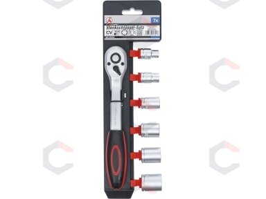 Galvučių rinkinys su terkšle | 10 mm (3/8") | 8-19 mm | 7 vnt. (15112)