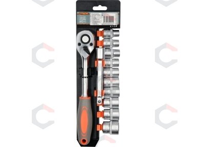 Galvučių rinkinys su terkšle | 12,5 mm (1/2") | 10-24 mm | 12 vnt. (58633)