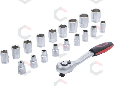 Galvučių rinkinys su terkšle | 12,5 mm (1/2") | 8-32 mm | 19 vnt. (B15110)