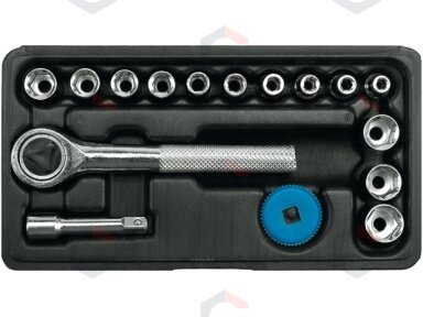 Galvučių su terkšle rinkinys | 6.3 mm (1/4") | 16 vnt. (58160)