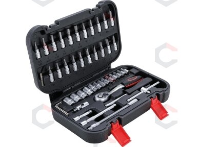 Galvučių su terkšle rinkinys | 6.3 mm (1/4") | 46 vnt. (2142) Galvučių su terkšle rinkinys | 6.3 mm (1/4") | 46 vnt. (2142)