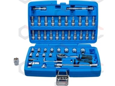 Galvučių su terkšle rinkinys | 6.3 mm (1/4") | 46 vnt. (2145) Galvučių su terkšle rinkinys | 6.3 mm (1/4") | 46 vnt. (2145)
