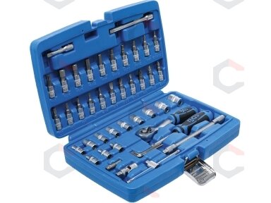 Galvučių su terkšle rinkinys | 6.3 mm (1/4") | coliniai dydžiai | 46 vnt. (2141) Galvučių su terkšle rinkinys | 6.3 mm (1/4") | coliniai dydžiai | 46 vnt. (2141)
