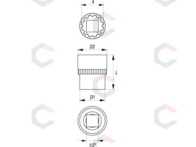 Galvutė 1/2", daugiafunkcinė 27 mm (YT-1478) Galvutė 1/2", daugiafunkcinė 27 mm (YT-1478)