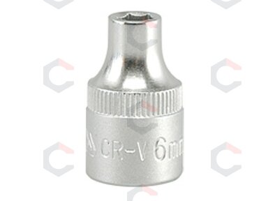Galvutė šešiakampė | 10 mm (3/8") | 6 mm (YT-3801) Galvutė šešiakampė | 10 mm (3/8") | 6 mm (YT-3801)