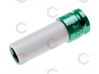 Galvutė smūginė ilga plonasienė | su plastikine apsauga | 12,5 mm (1/2") | 15 mm (7207) Galvutė smūginė ilga plonasienė | su plastikine apsauga | 12,5 mm (1/2") | 15 mm (7207)
