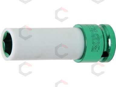Galvutė smūginė ilga plonasienė | su plastikine apsauga | 12,5 mm (1/2") | 15 mm (7207) Galvutė smūginė ilga plonasienė | su plastikine apsauga | 12,5 mm (1/2") | 15 mm (7207)