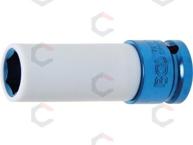 Galvutė smūginė ilga plonasienė | su plastikine apsauga | 12,5 mm (1/2") | 17 mm (7201) Galvutė smūginė ilga plonasienė | su plastikine apsauga | 12,5 mm (1/2") | 17 mm (7201)