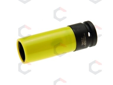 Galvutė smūginė ilga plonasienė | su plastikine apsauga | 12,5 mm (1/2") | 19 mm (7302) Galvutė smūginė ilga plonasienė | su plastikine apsauga | 12,5 mm (1/2") | 19 mm (7302)