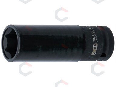 Galvutė smūginė ilga plonasienė | su plastikine apsauga | 12,5 mm (1/2") | 20.5 mm (7321) Galvutė smūginė ilga plonasienė | su plastikine apsauga | 12,5 mm (1/2") | 20.5 mm (7321)