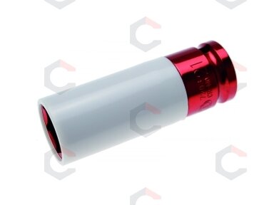 Galvutė smūginė ilga plonasienė | su plastikine apsauga | 12,5 mm (1/2") | 21 mm (7203) Galvutė smūginė ilga plonasienė | su plastikine apsauga | 12,5 mm (1/2") | 21 mm (7203)