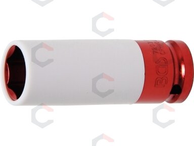 Galvutė smūginė ilga plonasienė | su plastikine apsauga | 12,5 mm (1/2") | 21 mm (7203) Galvutė smūginė ilga plonasienė | su plastikine apsauga | 12,5 mm (1/2") | 21 mm (7203)