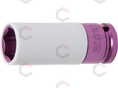 Galvutė smūginė ilga plonasienė | su plastikine apsauga | 12,5 mm (1/2") | 22 mm (7208) Galvutė smūginė ilga plonasienė | su plastikine apsauga | 12,5 mm (1/2") | 22 mm (7208)