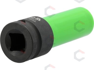 Galvutė smūginė ilga plonasienė | su plastikine apsauga | 12,7 mm (1/2") | 15 mm (YT-10581) Galvutė smūginė ilga plonasienė | su plastikine apsauga | 12,7 mm (1/2") | 15 mm (YT-10581)