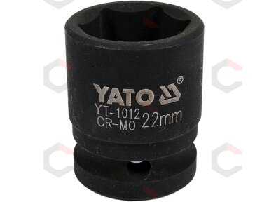 Galvutė smūginė šešiakampė | 12,5 mm (1/2") | 22 mm (YT-1012) Galvutė smūginė šešiakampė | 12,5 mm (1/2") | 22 mm (YT-1012)