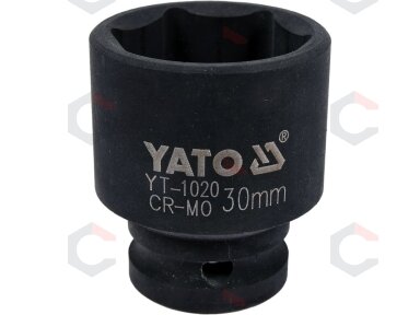 Galvutė smūginė šešiakampė | 12,5 mm (1/2") | 30 mm (YT-1020) Galvutė smūginė šešiakampė | 12,5 mm (1/2") | 30 mm (YT-1020)