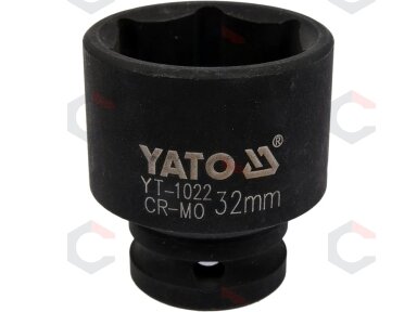 Galvutė smūginė šešiakampė | 12,5 mm (1/2") | 32 mm (YT-1022) Galvutė smūginė šešiakampė | 12,5 mm (1/2") | 32 mm (YT-1022)