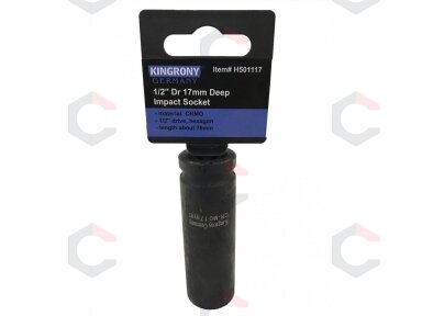 Galvutė smūginė šešiakampė ilga | 12,5 mm (1/2") | 17 mm (H501117) Galvutė smūginė šešiakampė ilga | 12,5 mm (1/2") | 17 mm (H501117)