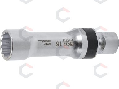 Galvutė žvakėms šarnyrinė 12 kampų | su atramine spyruokle 10 mm (3/8") | 18 mm (6849)