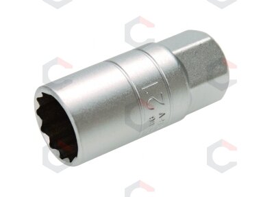 Galvutė žvakėms su guminiu laikikliu, 12 kampų | 12,5 mm (1/2") | 21 mm (2386) Galvutė žvakėms su guminiu laikikliu, 12 kampų | 12,5 mm (1/2") | 21 mm (2386)