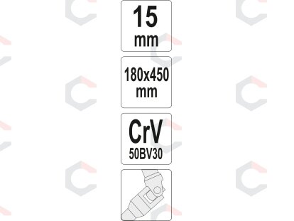 Galvutė šarnyrinė su T rankena 450mm | 15 mm (YT-15280) 2 Galvutė šarnyrinė su T rankena 450mm | 15 mm (YT-15280) 2