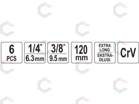 Galvučių rinkinys | labai ilgos | 10 mm (3/8") | SW 8 - 14 mm (YT-38361) 4 Galvučių rinkinys | labai ilgos | 10 mm (3/8") | SW 8 - 14 mm (YT-38361) 4