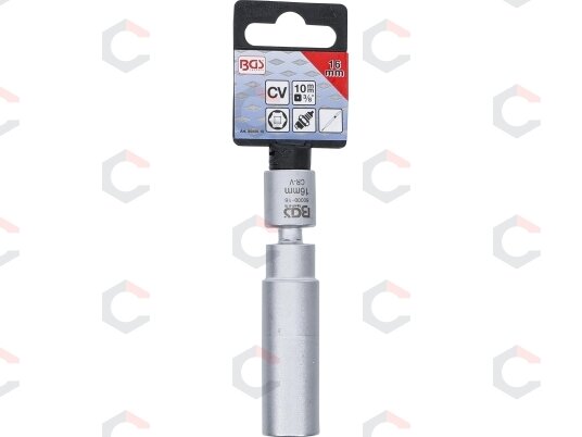 Galvutė kaitinimo ir uždegimo žvakėms | šarnyrinė | 10 mm (3/8") | 16 mm (80000-16) 3 Galvutė kaitinimo ir uždegimo žvakėms | šarnyrinė | 10 mm (3/8") | 16 mm (80000-16) 3