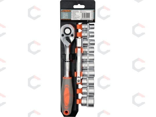 Galvučių rinkinys su terkšle | 12,5 mm (1/2") | 10-24 mm | 12 vnt. (58633) 1 Galvučių rinkinys su terkšle | 12,5 mm (1/2") | 10-24 mm | 12 vnt. (58633) 1