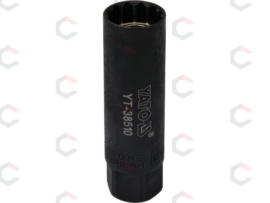 Galvutė žvakėms | 10 mm (3/8") | 14 mm (YT-38510) Galvutė žvakėms | 10 mm (3/8") | 14 mm (YT-38510)