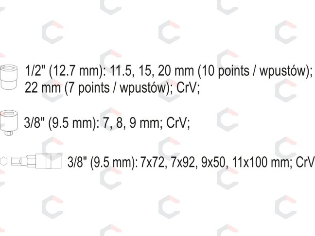 Galvučių ir antgalių rinkinys stabdžių suportams | 11 vnt. (YT-06808) 5 Galvučių ir antgalių rinkinys stabdžių suportams | 11 vnt. (YT-06808) 5