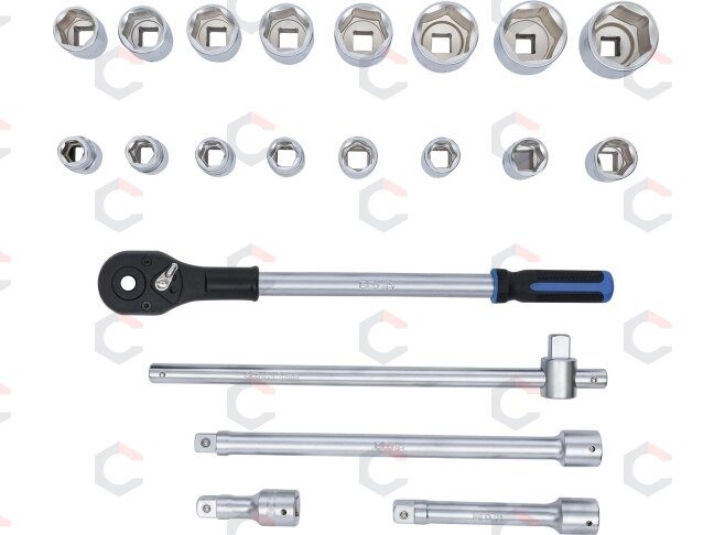 Galvučių ir rakto komplektas | 20 mm (3/4") | 21 vnt. (1207) 7 Galvučių ir rakto komplektas | 20 mm (3/4") | 21 vnt. (1207) 7