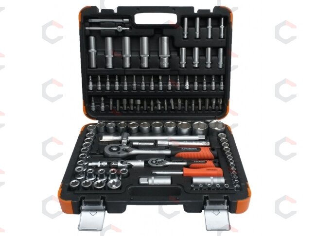 Galvučių ir raktų komplektas 108 dalių, 1/4" + 1/2" (KR121108C) 1