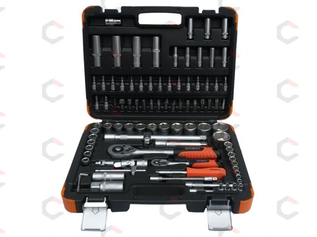 Galvučių ir raktų komplektas 94 dalių, 1/4" + 1/2" (KR121094C) 1 Galvučių ir raktų komplektas 94 dalių, 1/4" + 1/2" (KR121094C) 1