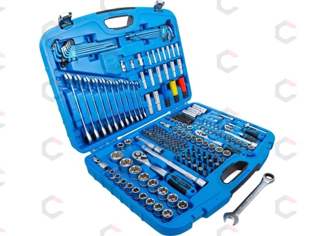 Galvučių ir raktų komplektas | terkšliniai veržliarakčiai | 6,3 mm (1/4") / 10 mm (3/8") / 12,5 mm (1/2") | 218 vnt. (8820) 4 Galvučių ir raktų komplektas | terkšliniai veržliarakčiai | 6,3 mm (1/4") / 10 mm (3/8") / 12,5 mm (1/2") | 218 vnt. (8820) 4