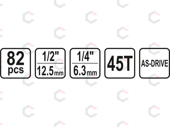Galvučių ir raktų rinkinys | 1/4" + 1/2" | 82 vnt. (58689) 4 Galvučių ir raktų rinkinys | 1/4" + 1/2" | 82 vnt. (58689) 4