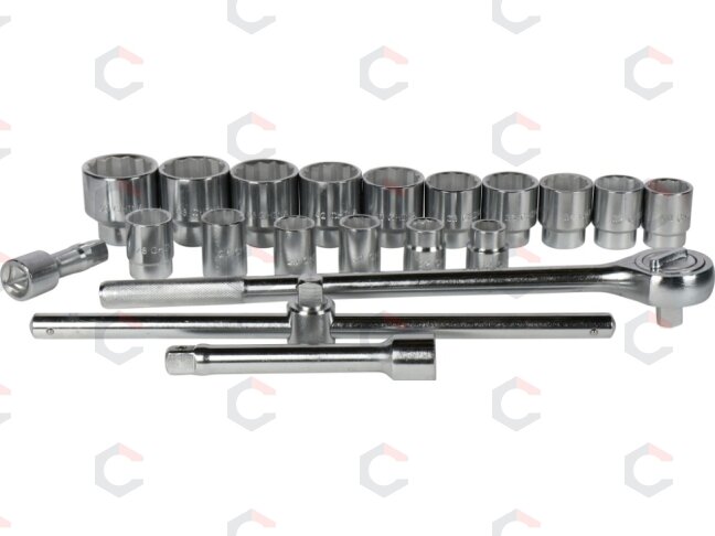 12-kampių galvučių ir įrankių rinkinys | 3/4" | 19–50 mm | metalinė dėžė | 21 vnt. (SK780577) 1 12-kampių galvučių ir įrankių rinkinys | 3/4" | 19–50 mm | metalinė dėžė | 21 vnt. (SK780577) 1