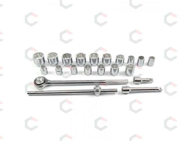 12-kampių galvučių ir įrankių rinkinys | 3/4" | 19–50 mm | metalinė dėžė | 21 vnt. (SK780577) 6 12-kampių galvučių ir įrankių rinkinys | 3/4" | 19–50 mm | metalinė dėžė | 21 vnt. (SK780577) 6