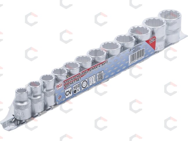 Galvučių rinkinys 12 kampų | 10 mm (3/8") | 8 - 19 mm | 12 vnt. (9105) 3