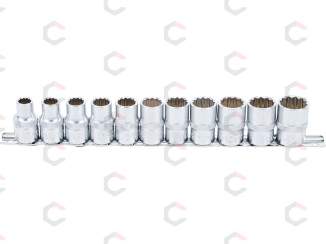 Galvučių rinkinys 12 kampų | 12,5 mm (1/2") | 10 - 21 mm | 11 vnt. (9107) 1