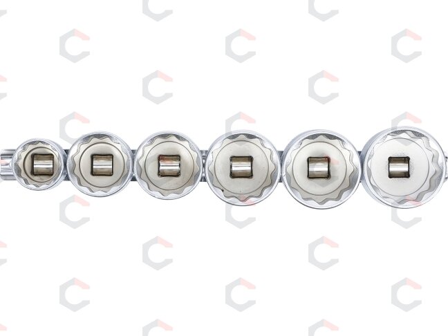 Galvučių rinkinys 12 kampų | 12,5 mm (1/2") | 24 - 38 mm | 6 vnt. (70102) 2 Galvučių rinkinys 12 kampų | 12,5 mm (1/2") | 24 - 38 mm | 6 vnt. (70102) 2
