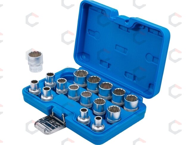 Galvučių rinkinys, 12 kampų | 12,5 mm (1/2") | 8 - 24 mm | 16 vnt. (2226) 3 Galvučių rinkinys, 12 kampų | 12,5 mm (1/2") | 8 - 24 mm | 16 vnt. (2226) 3