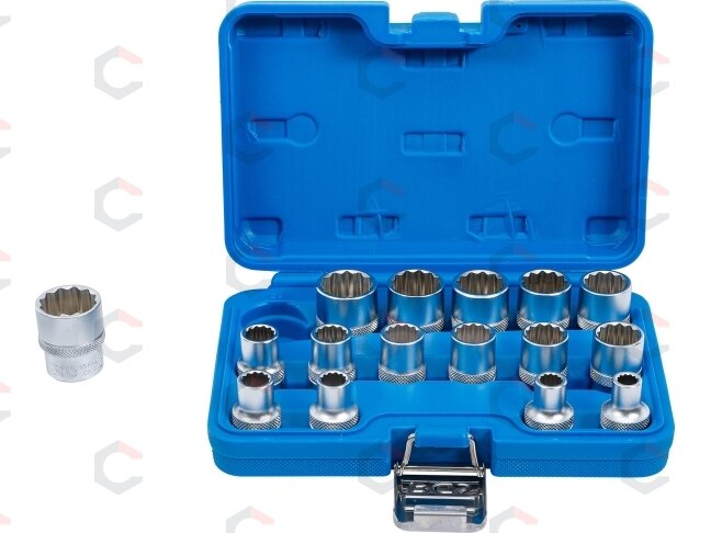 Galvučių rinkinys, 12 kampų | 12,5 mm (1/2") | 8 - 24 mm | 16 vnt. (2226) Galvučių rinkinys, 12 kampų | 12,5 mm (1/2") | 8 - 24 mm | 16 vnt. (2226)