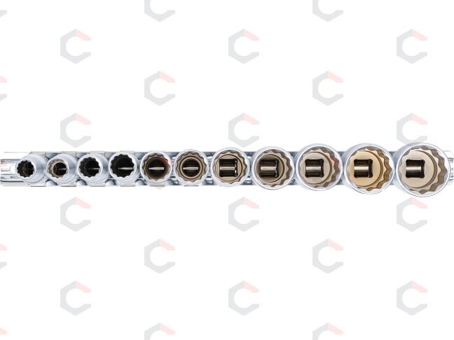 Galvučių rinkinys, 12-kampų, ilgos | 10 mm (3/8") | Coliniai dydžiai | 11 vnt. (6859) 2 Galvučių rinkinys, 12-kampų, ilgos | 10 mm (3/8") | Coliniai dydžiai | 11 vnt. (6859) 2