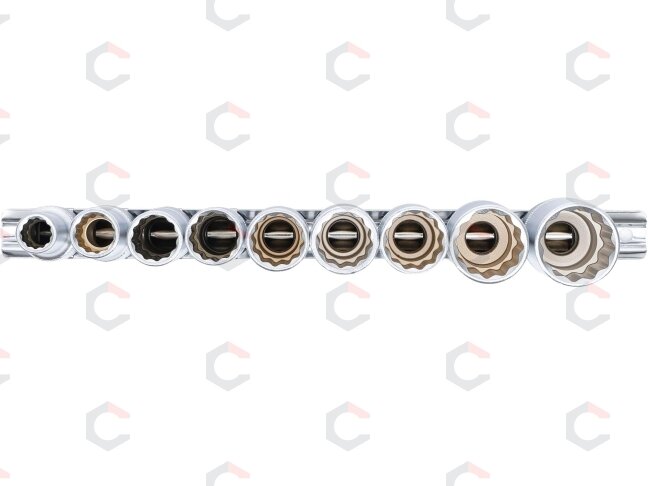 Galvučių rinkinys 12 kampų, ilgos | 12,5 mm (1/2") | 10 - 24 mm | 9 vnt. (5253) 2