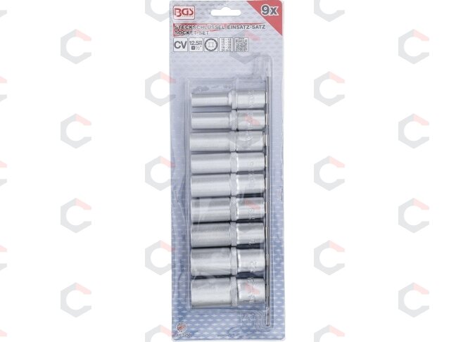 Galvučių rinkinys 12 kampų, ilgos | 12,5 mm (1/2") | 10 - 24 mm | 9 vnt. (5253) 3