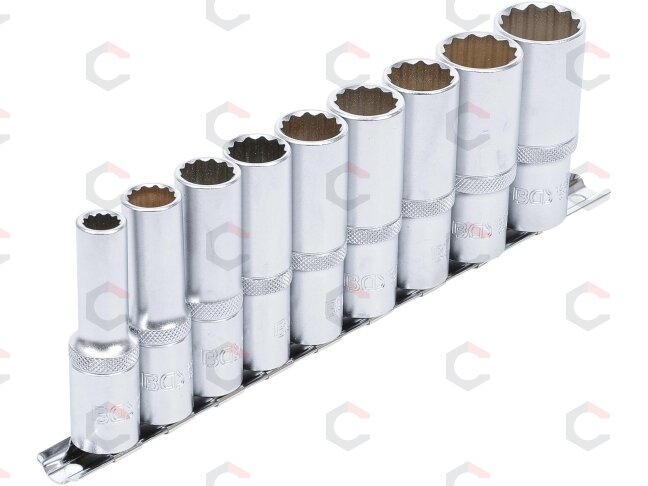 Galvučių rinkinys 12 kampų, ilgos | 12,5 mm (1/2") | 10 - 24 mm | 9 vnt. (5253)