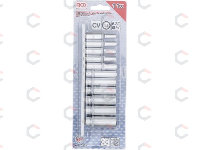 Galvučių rinkinys, 12 kampų, ilgos | 6.3 mm (1/4") | 11 vnt. (5251) 3