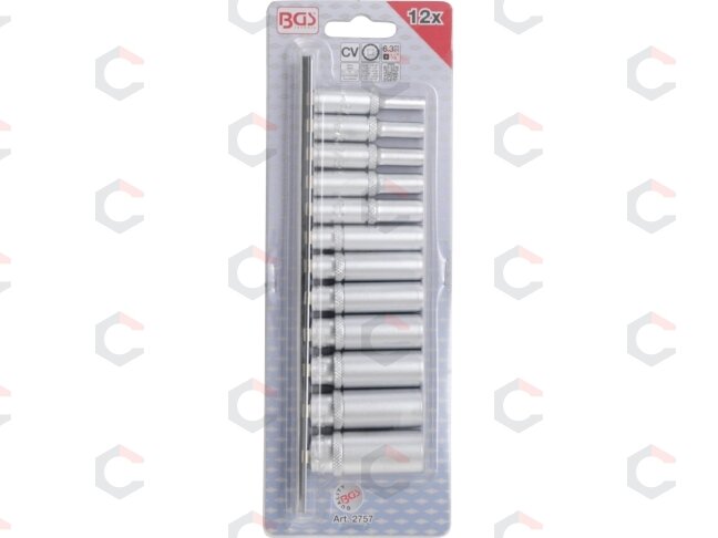 Galvučių rinkinys, 12 kampų, ilgos | 6.3 mm (1/4") | coliniai dydžiai | 12 vnt. (2757) 1 Galvučių rinkinys, 12 kampų, ilgos | 6.3 mm (1/4") | coliniai dydžiai | 12 vnt. (2757) 1