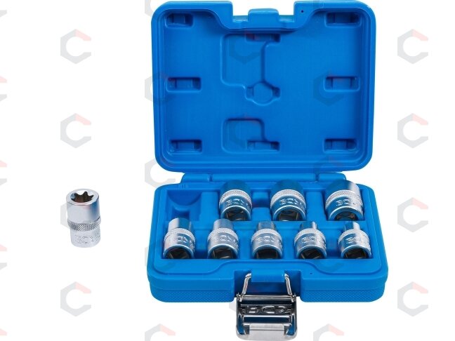 Galvučių rinkinys E-tipas | 12,5 mm (1/2") | E10 - E24 | 9 vnt. (6425) 1 Galvučių rinkinys E-tipas | 12,5 mm (1/2") | E10 - E24 | 9 vnt. (6425) 1